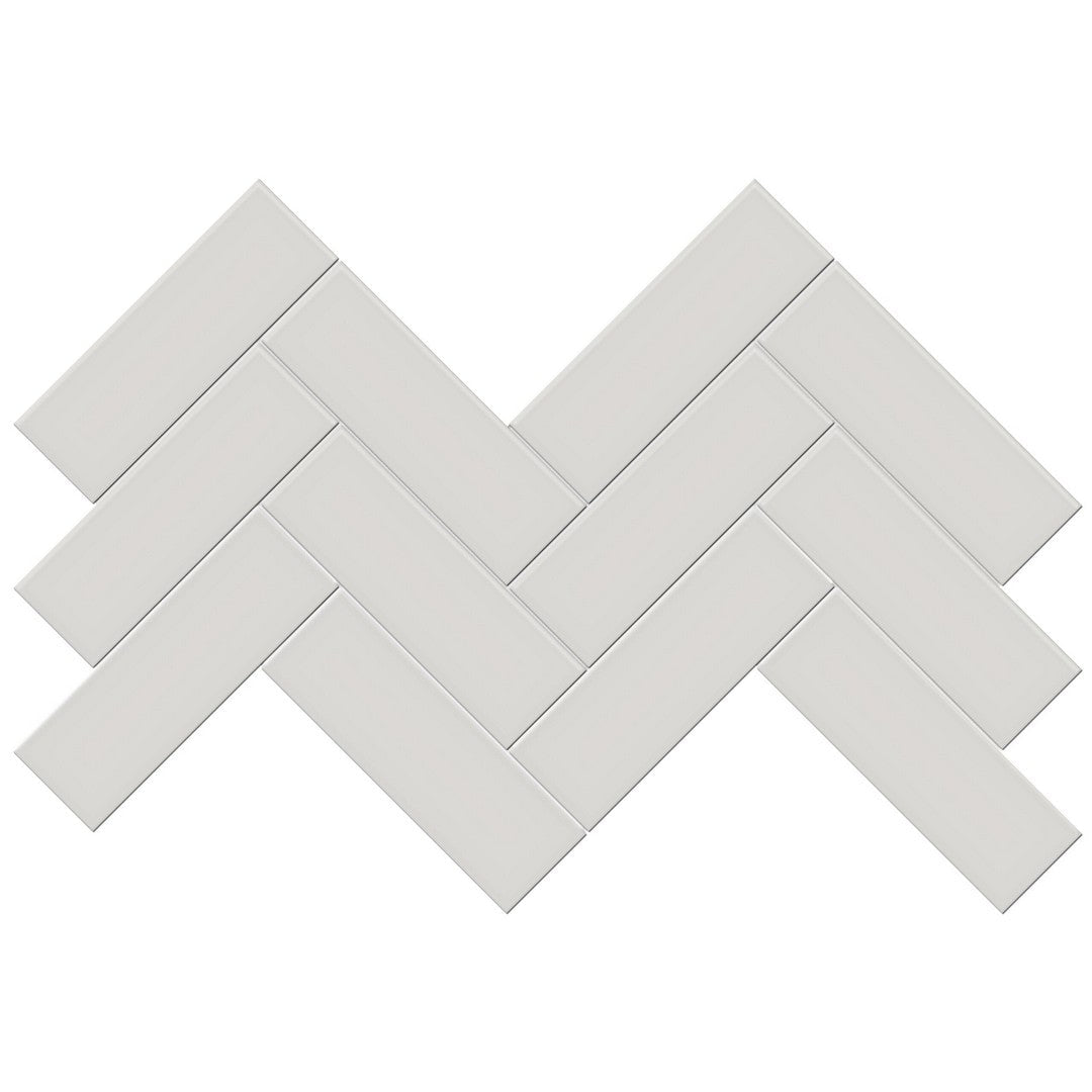 Tesoro 16.5" x 8.25" Soho Pressed Glossy Porcelain Herringbone Mosaic