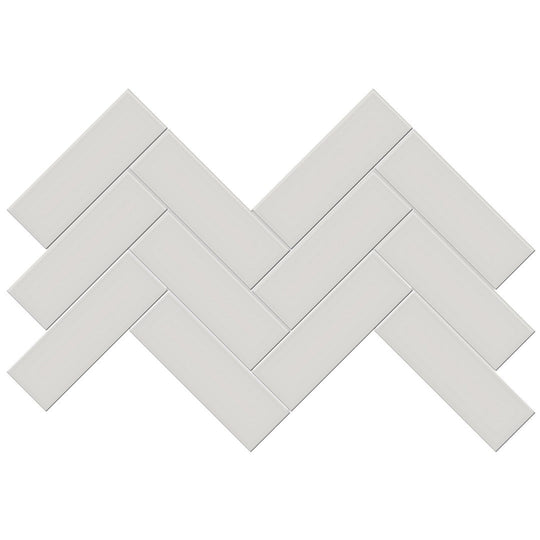 Tesoro 16.5" x 8.25" Soho Pressed Glossy Porcelain Herringbone Mosaic