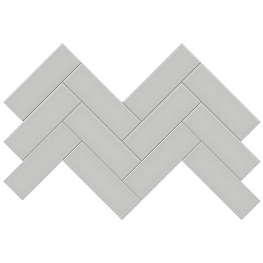 Tesoro 16.5" x 8.25" Soho Pressed Glossy Porcelain Herringbone Mosaic