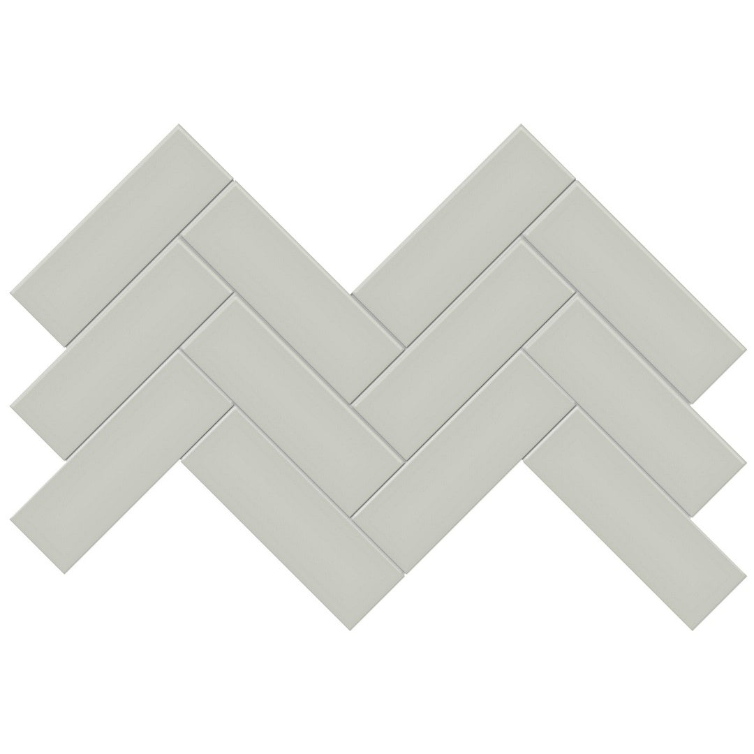 Tesoro 16.5" x 8.25" Soho Pressed Glossy Porcelain Herringbone Mosaic