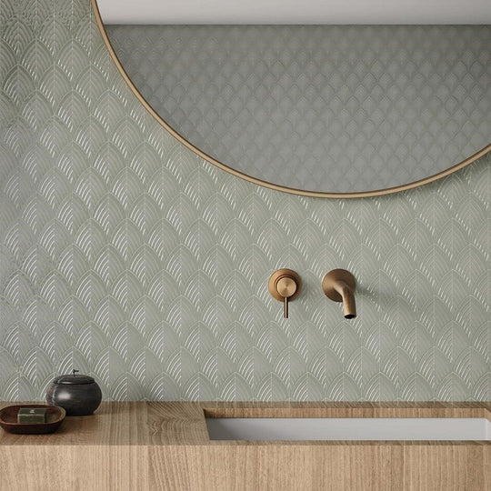 Tesoro-13.25-x-10.75-Soho-Pressed--Porcelain-Scallop-Mosaic-Soft-Sage