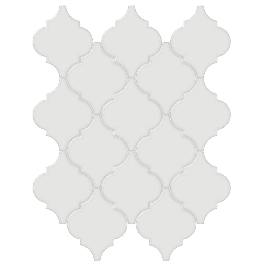 Tesoro 13.25" x 12" Soho Beveled Glossy Porcelain Arabesque Mosaic
