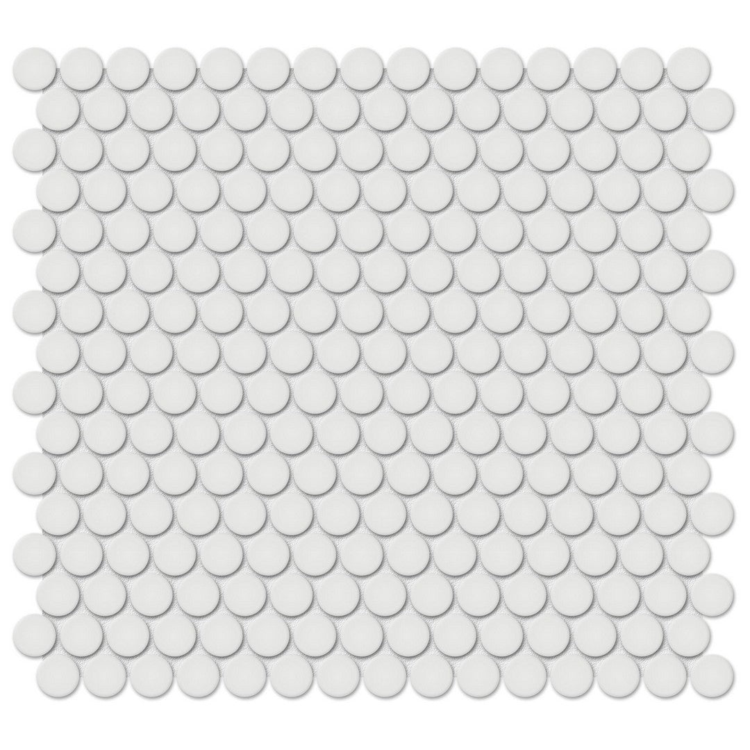 Tesoro 12.25" x 11.5" Soho Pressed Matte Porcelain Penny Round Mosaic