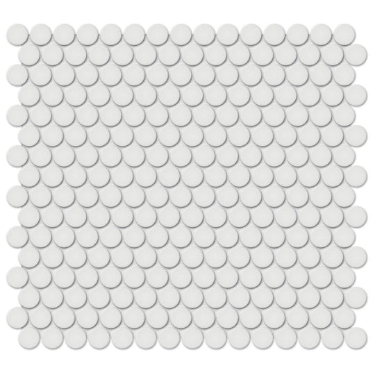 Tesoro 12.25" x 11.5" Soho Pressed Matte Porcelain Penny Round Mosaic