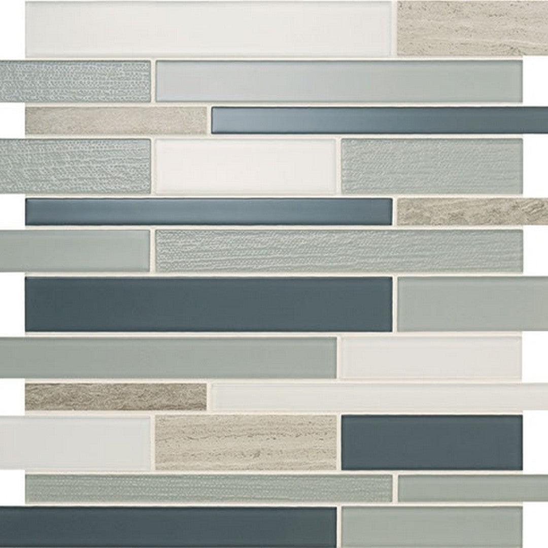 American Olean 13.25" x 11.75" Serentina Glossy Glass & Stone Random Linear Mosaic