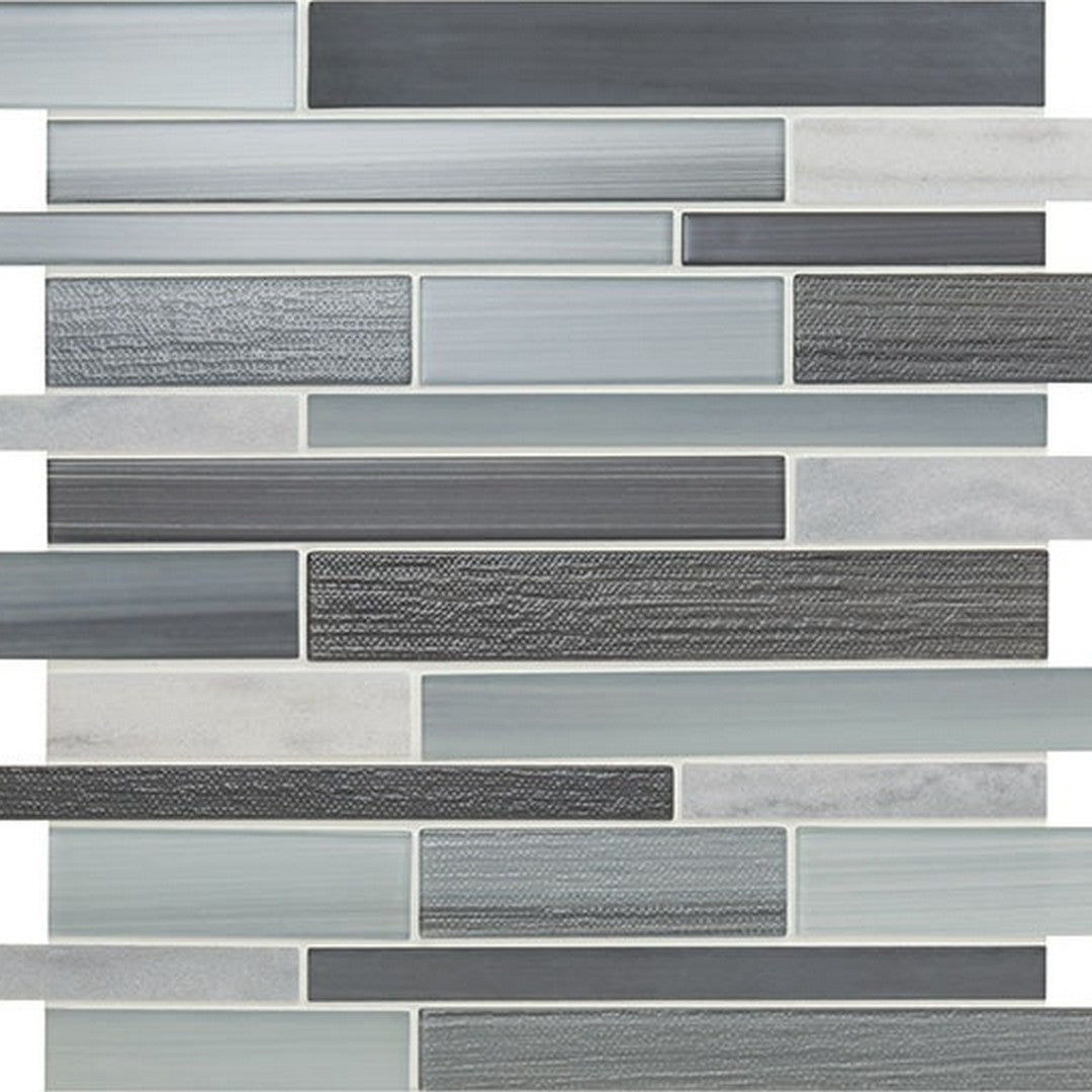 American Olean 13.25" x 11.75" Serentina Glossy Glass & Stone Random Linear Mosaic