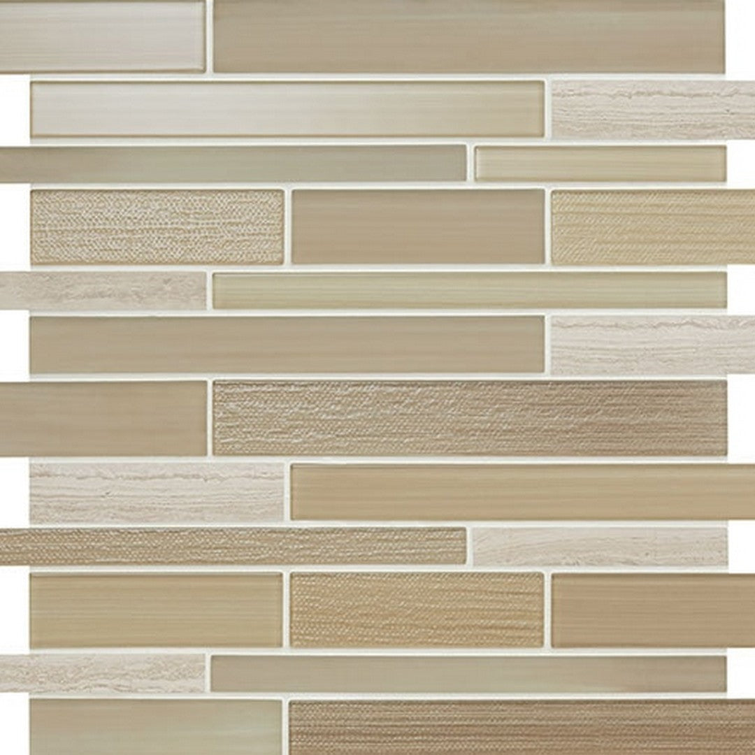 American Olean 13.25" x 11.75" Serentina Glossy Glass & Stone Random Linear Mosaic
