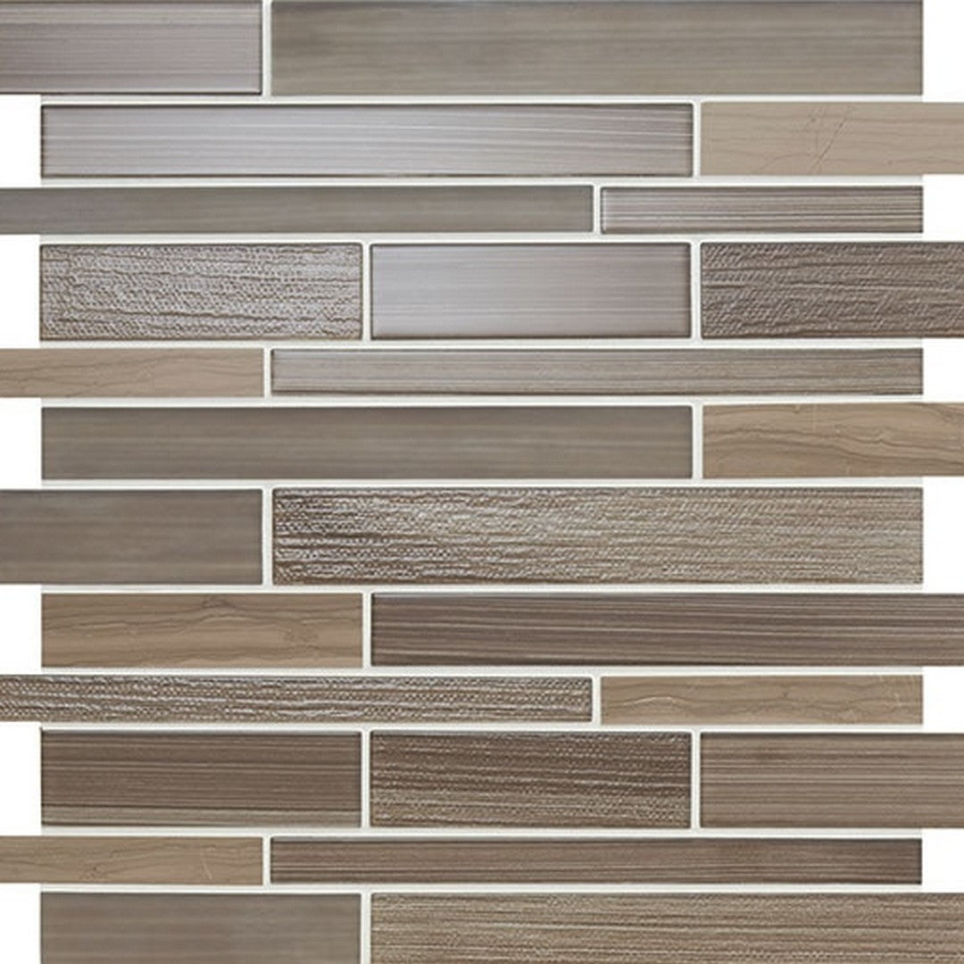 American Olean 13.25" x 11.75" Serentina Glossy Glass & Stone Random Linear Mosaic