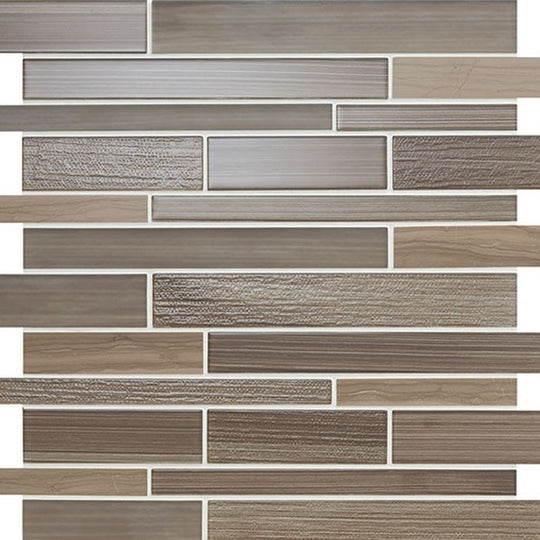 American Olean 13.25" x 11.75" Serentina Glossy Glass & Stone Random Linear Mosaic