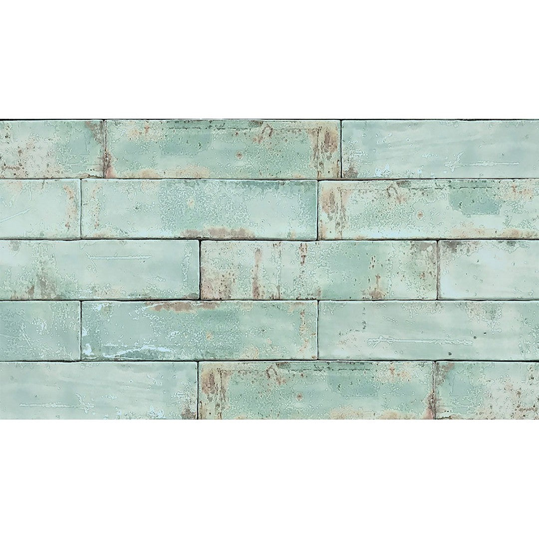 Tesoro 3" x 12" Grunge Pressed Glossy Ceramic Brick Wall Tile