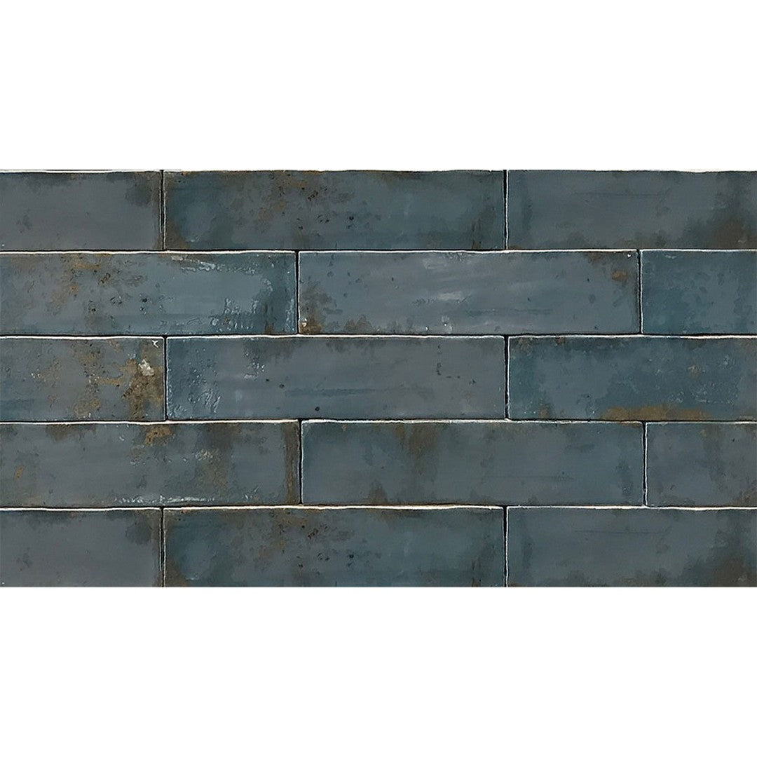Tesoro 3" x 12" Grunge Pressed Glossy Ceramic Brick Wall Tile