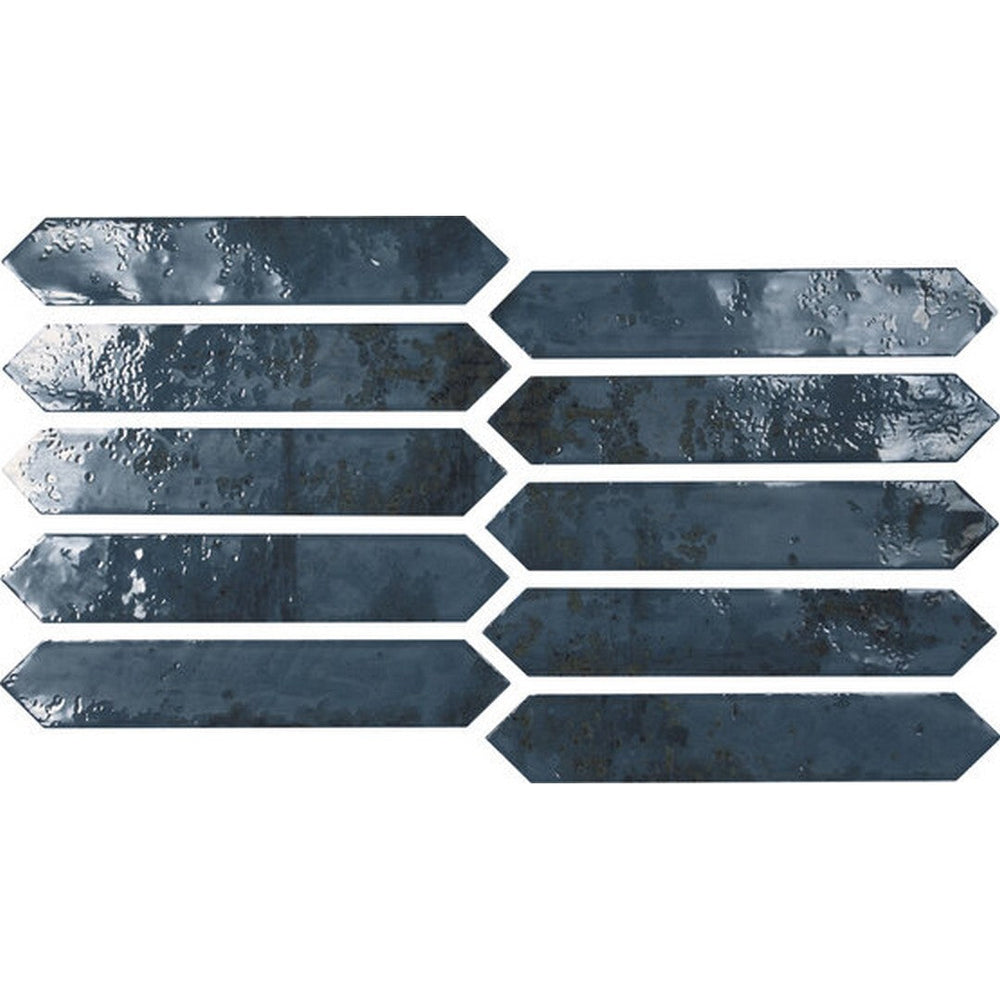 Tesoro 2" x 10" Grunge Pressed Glossy Ceramic Picket Wall Tile