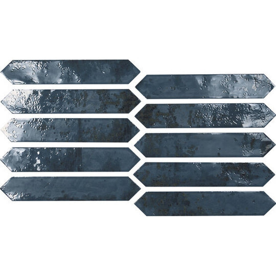 Tesoro 2" x 10" Grunge Pressed Glossy Ceramic Picket Wall Tile