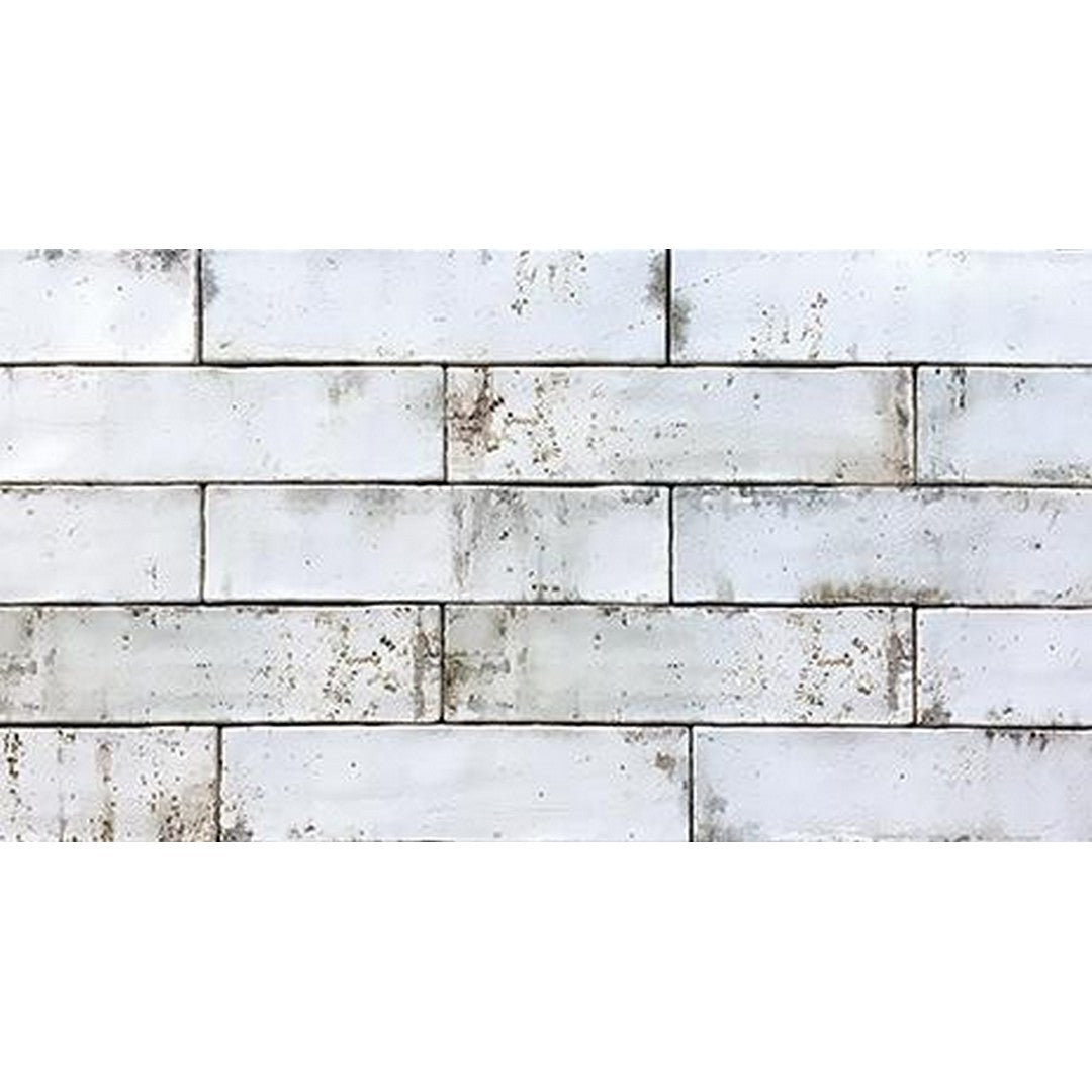 Tesoro 3" x 12" Grunge Pressed Glossy Ceramic Brick Wall Tile