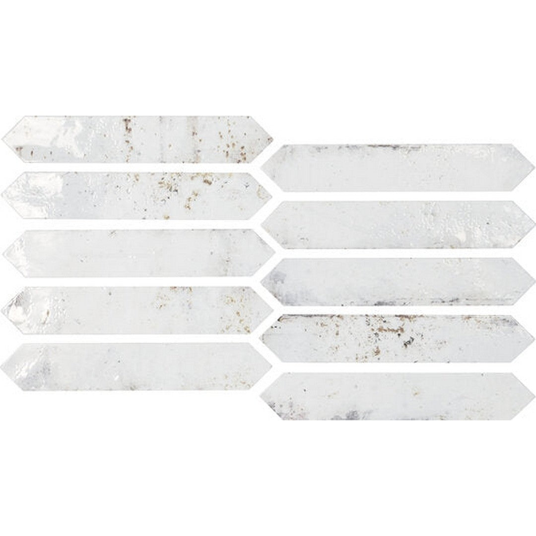 Tesoro 2" x 10" Grunge Pressed Glossy Ceramic Picket Wall Tile