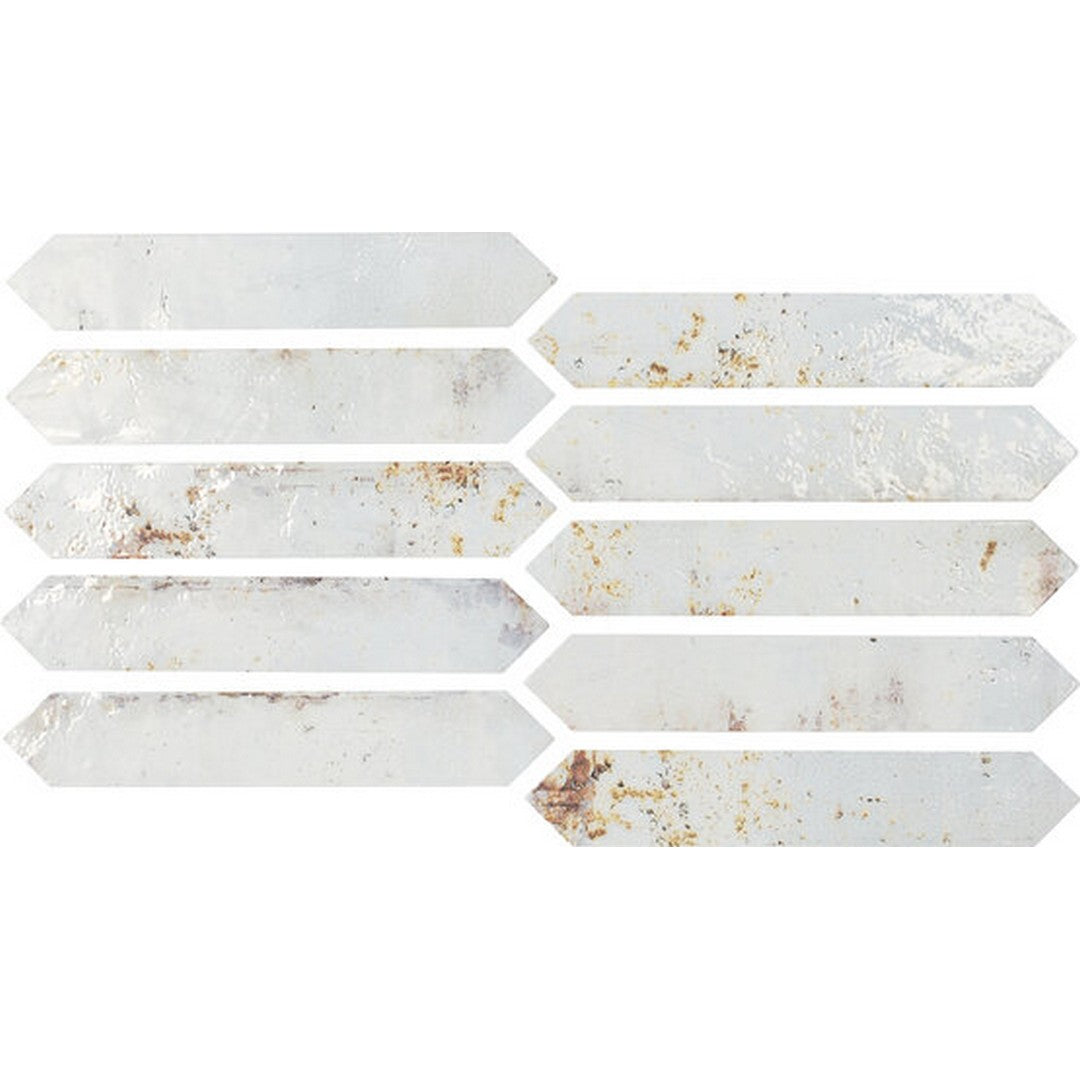 Tesoro 2" x 10" Grunge Pressed Glossy Ceramic Picket Wall Tile