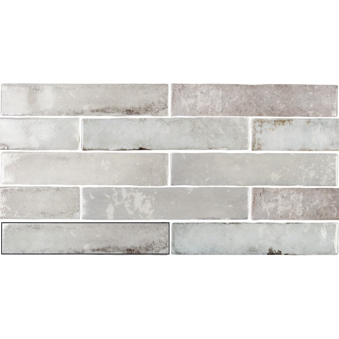 Tesoro 2" x 10" Old Savannah Pressed Glossy Subway Ceramic Wall Tile