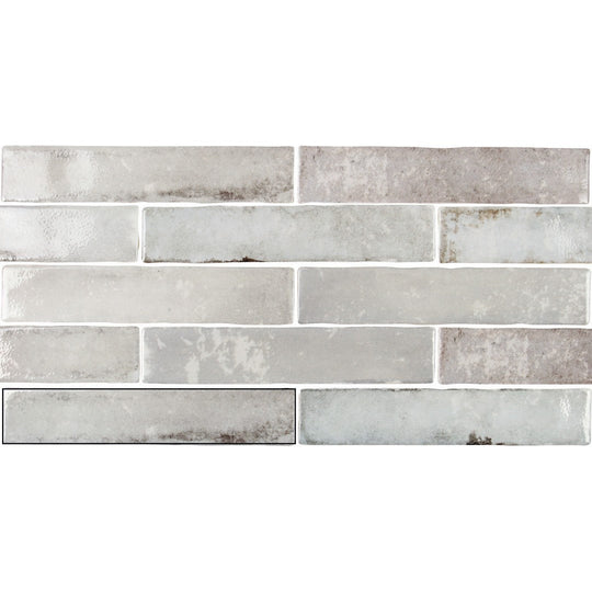 Tesoro 2" x 10" Old Savannah Pressed Glossy Subway Ceramic Wall Tile