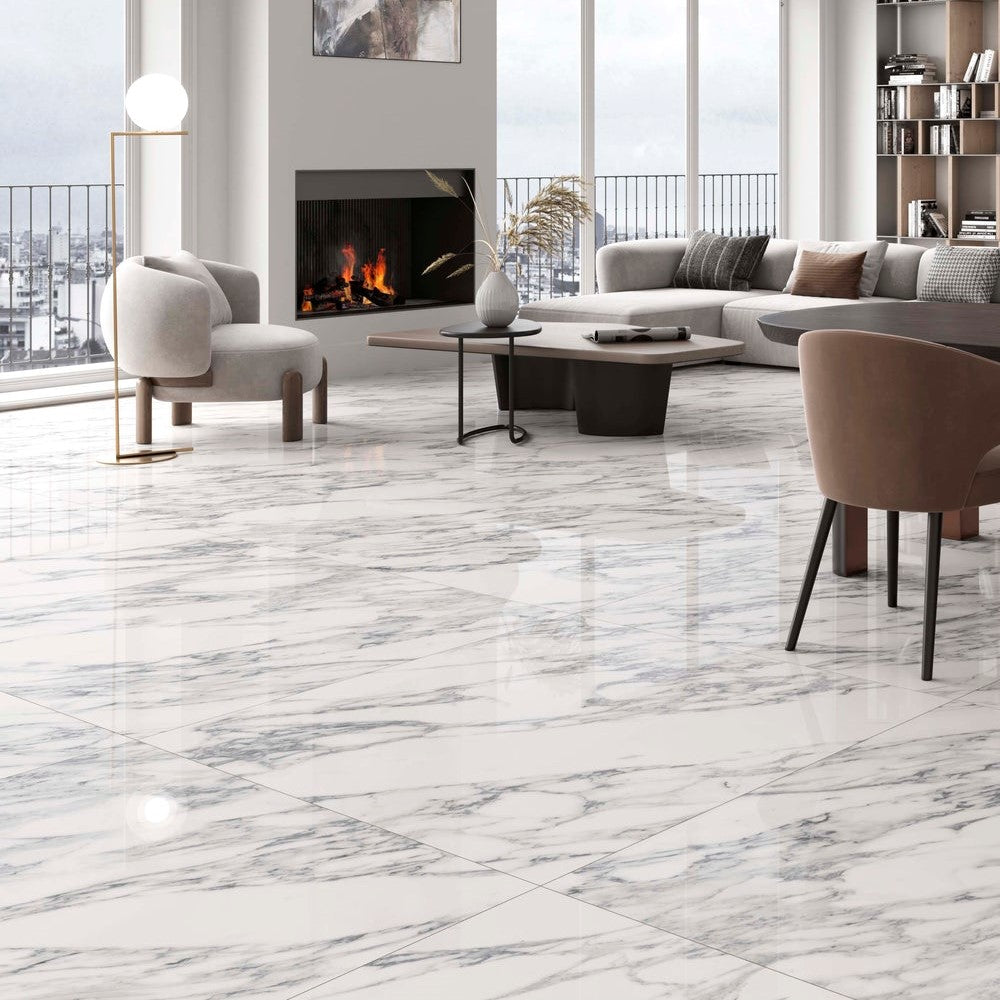 Ottimo-Ceramics-Arabescato-24-x-48-Polished-Porcelain-Tile-White