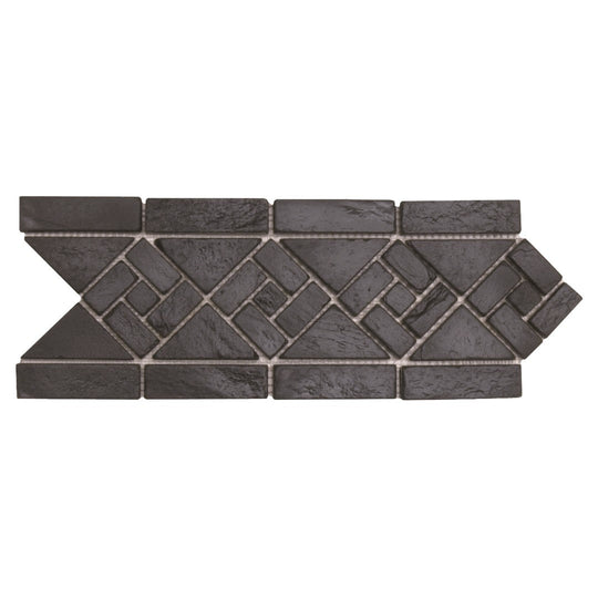 Bati Orient 4.75" x 12" White & Grey Marble Classic Slate Arrow Shaped Border