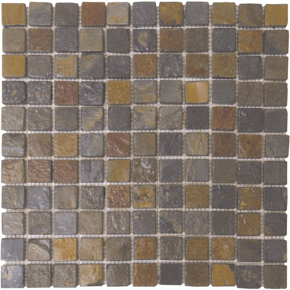 Bati Orient 12" x 12" White & Grey Marble Classic Slate 1" Mosaic