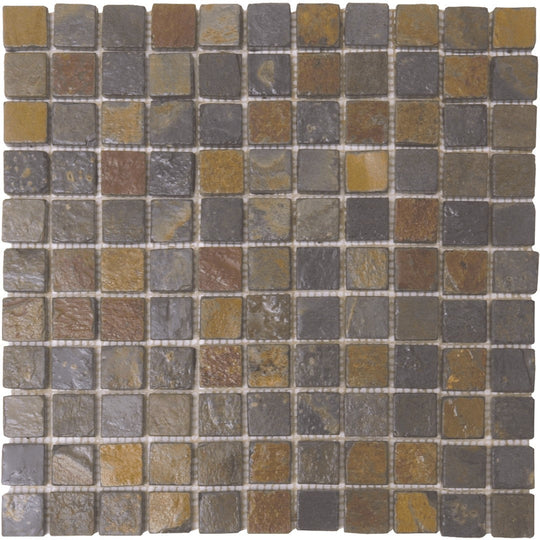 Bati Orient 12" x 12" White & Grey Marble Classic Slate 1" Mosaic