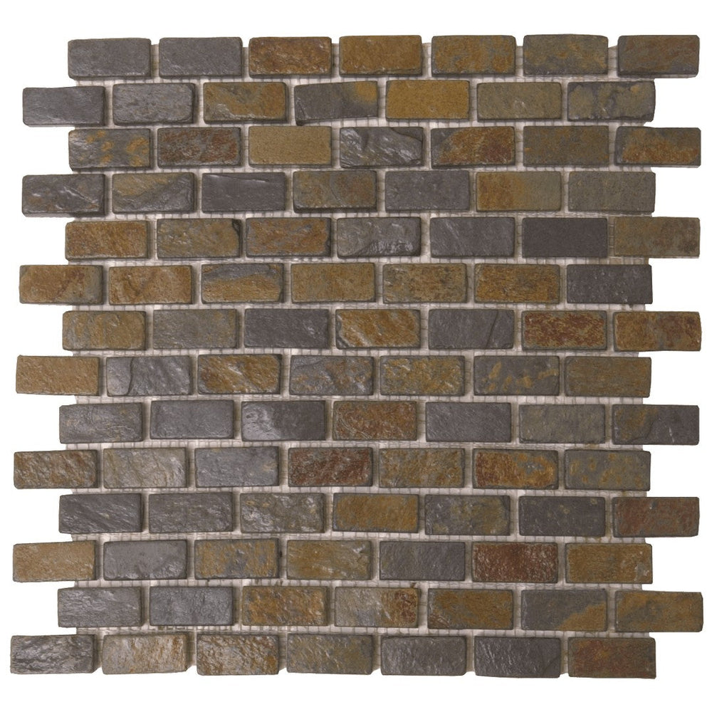 Bati Orient 12" x 12" White & Grey Marble Classic Brick Slate Mosaic