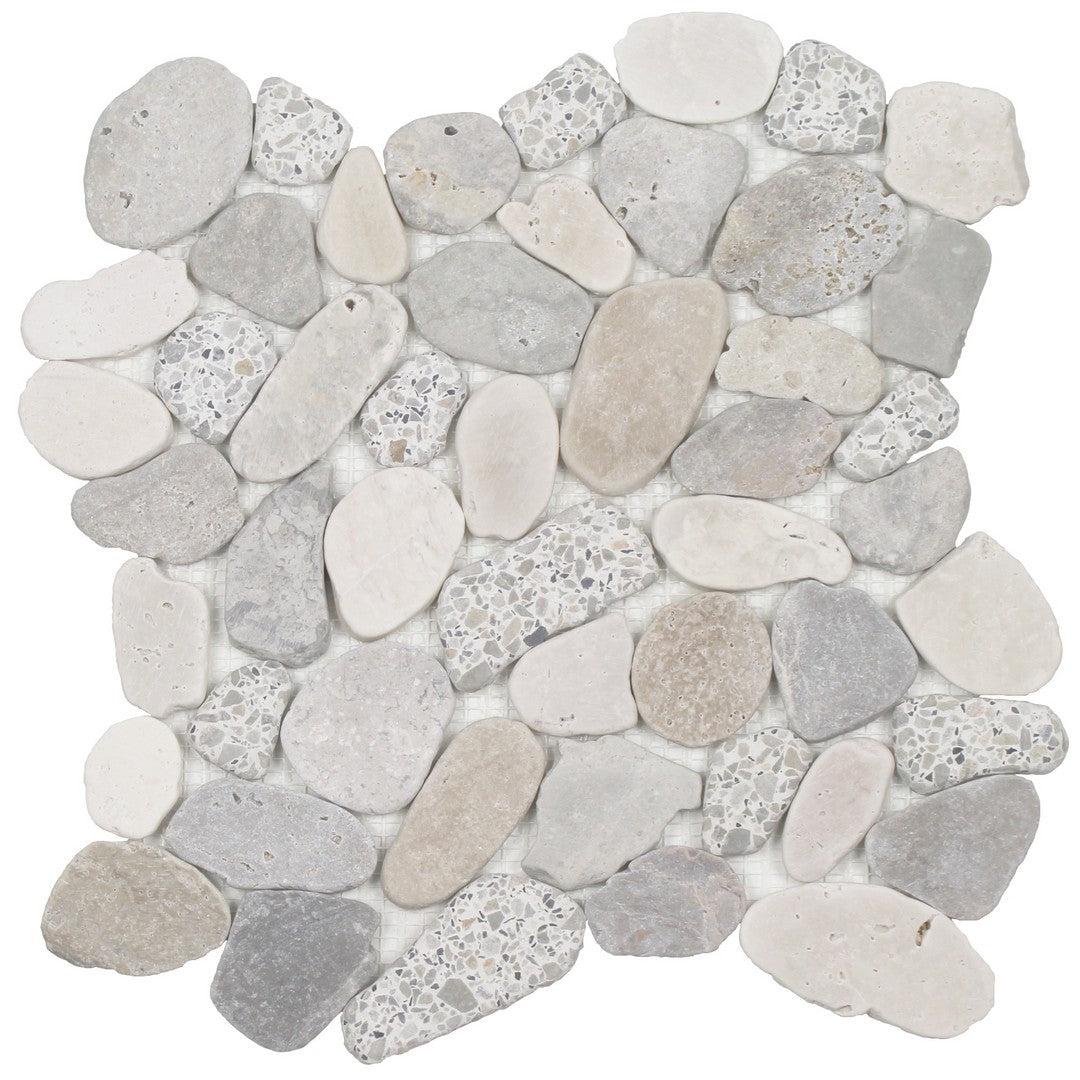 Tesoro 12" x 12" Ocean Stones Natural Stone Sliced Mosaic