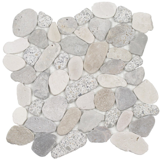 Tesoro 12" x 12" Ocean Stones Natural Stone Sliced Mosaic