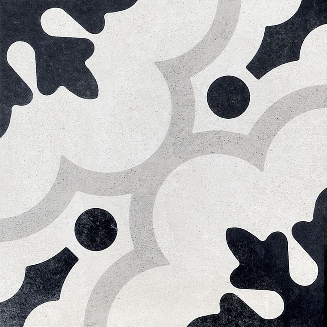 Arizona 8" x 8" Cementine B&W Natural Rectified Glazed Porcelain Deco Tile
