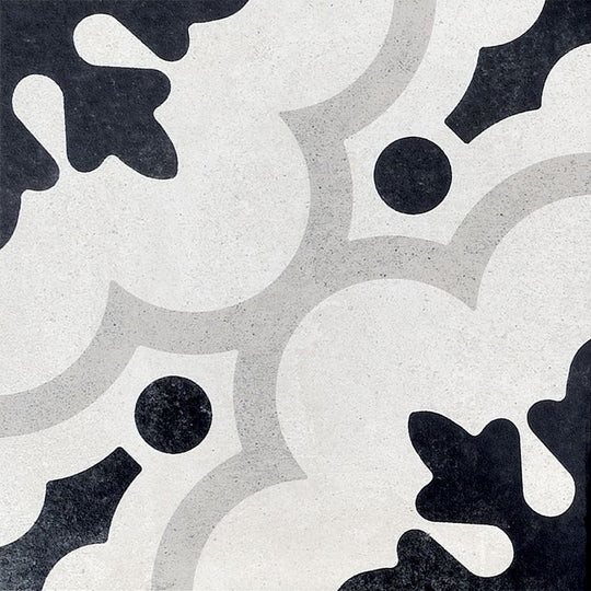 Arizona 8" x 8" Cementine B&W Natural Rectified Glazed Porcelain Deco Tile
