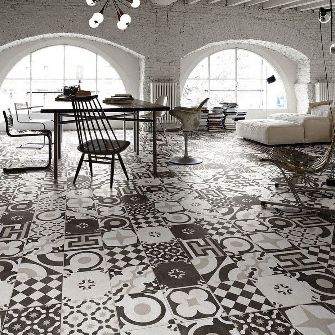Arizona-8-x-8-Cementine-B&W-Natural-Rectified-Glazed-Porcelain-Deco-Tile-B&W-Mix