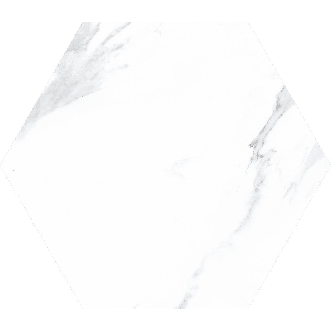 Tesoro-8.25-x-9.75-Nusa-Pressed-Matte-Porcelain-Hexagon-Tile-White-Statuario