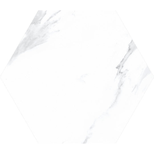 Tesoro-8.25-x-9.75-Nusa-Pressed-Matte-Porcelain-Hexagon-Tile-White-Statuario