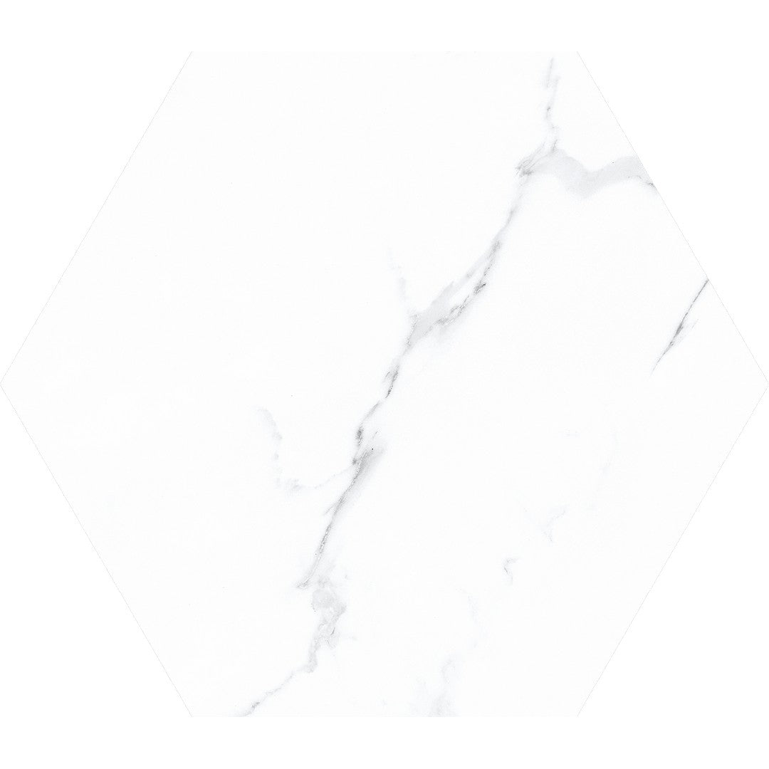 Tesoro-8.25-x-9.75-Nusa-Pressed-Matte-Porcelain-Hexagon-Tile-White-Statuario