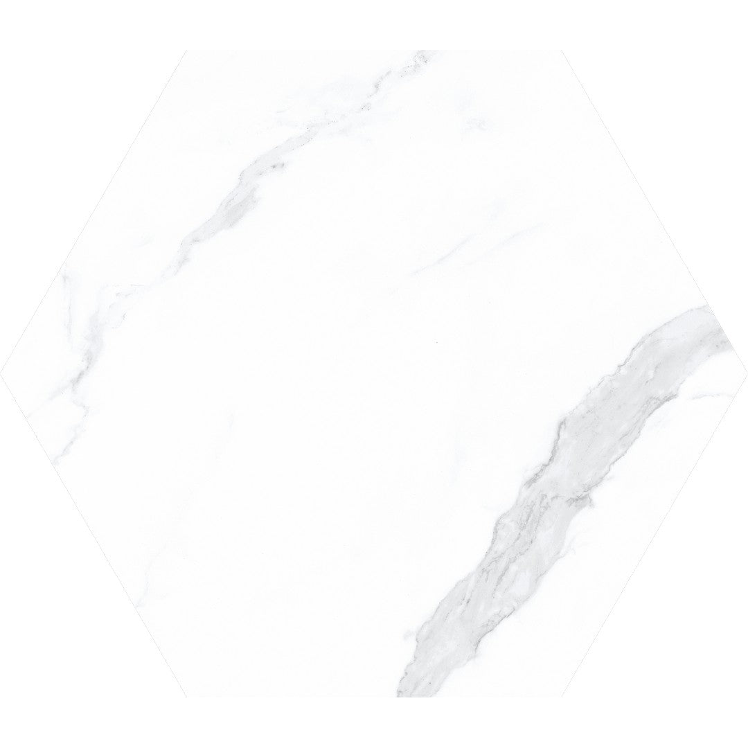 Tesoro-8.25-x-9.75-Nusa-Pressed-Matte-Porcelain-Hexagon-Tile-White-Statuario