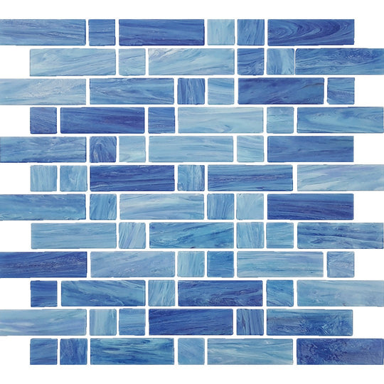Tesoro 11.75" x 12" Dash Mixed Linear Blend Glass Mosaic