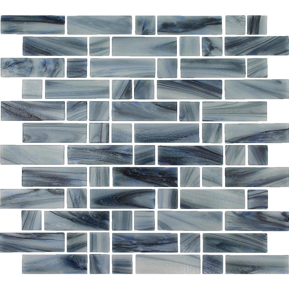 Tesoro 11.75" x 12" Dash Mixed Linear Blend Glass Mosaic