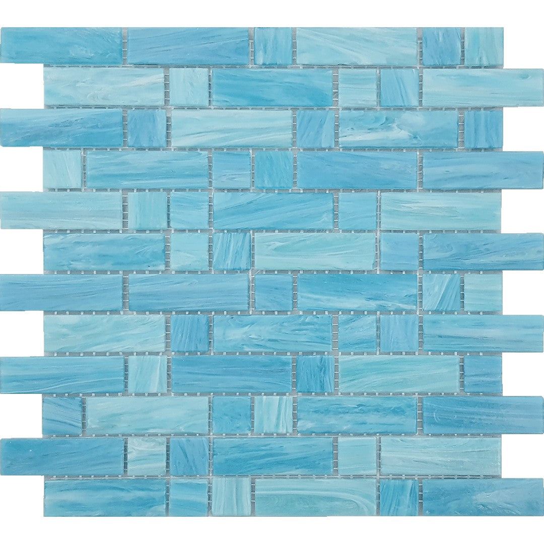 Tesoro 11.75" x 12" Dash Mixed Linear Blend Glass Mosaic