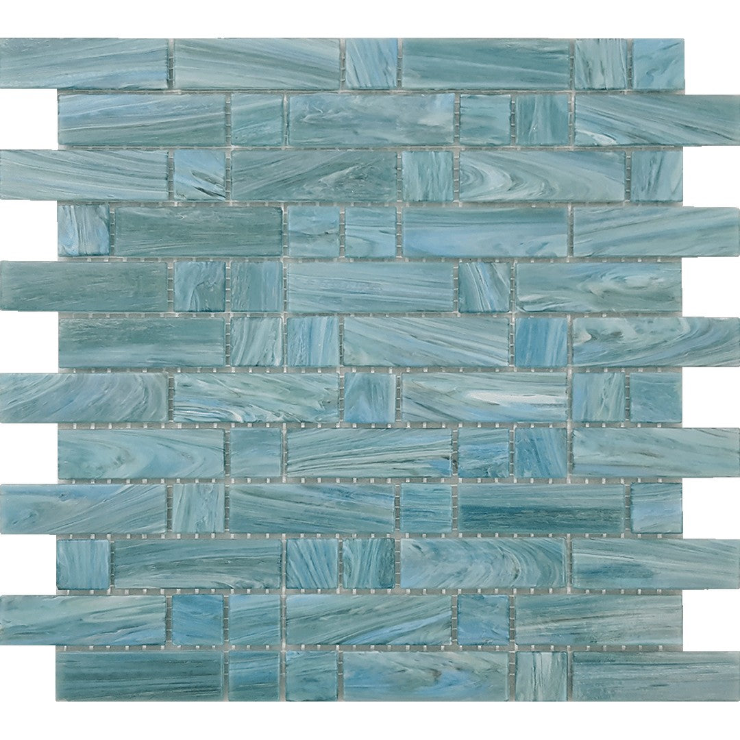 Tesoro 11.75" x 12" Dash Mixed Linear Blend Glass Mosaic