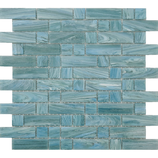 Tesoro 11.75" x 12" Dash Mixed Linear Blend Glass Mosaic