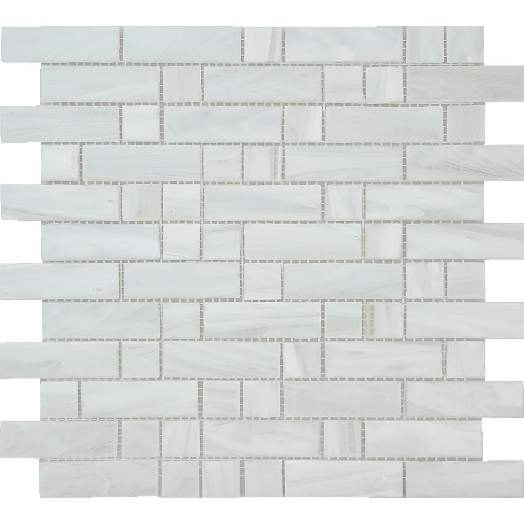 Tesoro 11.75" x 12" Dash Mixed Linear Blend Glass Mosaic