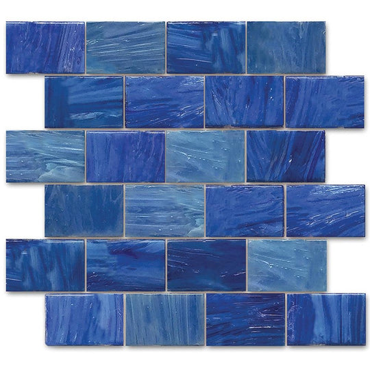 Tesoro 12" x 12" Garden Wall Interlocking Staggered Glass Mosaic