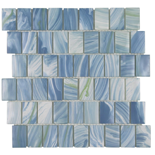 Tesoro 11.75" x 11.5" Slip Stream Stacked Glass Mosaic