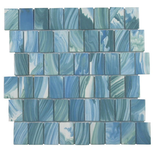 Tesoro 11.75" x 11.5" Slip Stream Stacked Glass Mosaic