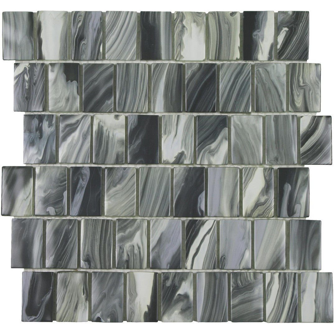 Tesoro 11.75" x 11.5" Slip Stream Stacked Glass Mosaic