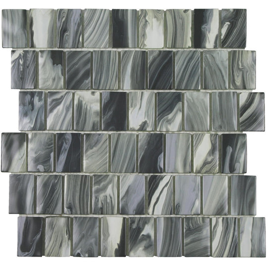 Tesoro 11.75" x 11.5" Slip Stream Stacked Glass Mosaic