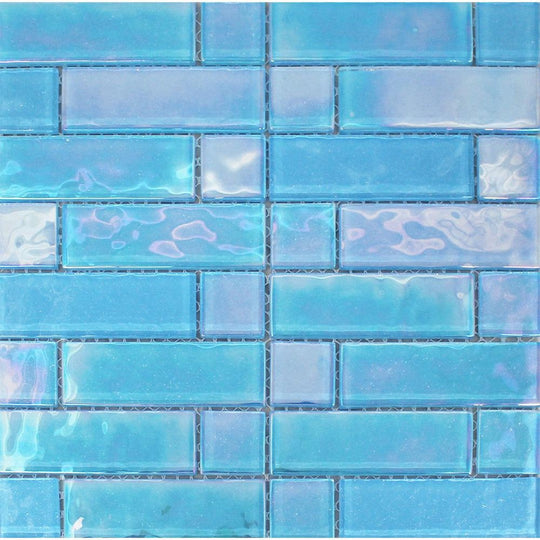 Tesoro 12" x 12" Stardust Glossy Multilinear Glass Mosaic
