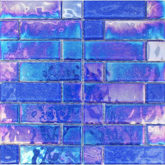 Tesoro 12" x 12" Stardust Glossy Multilinear Glass Mosaic