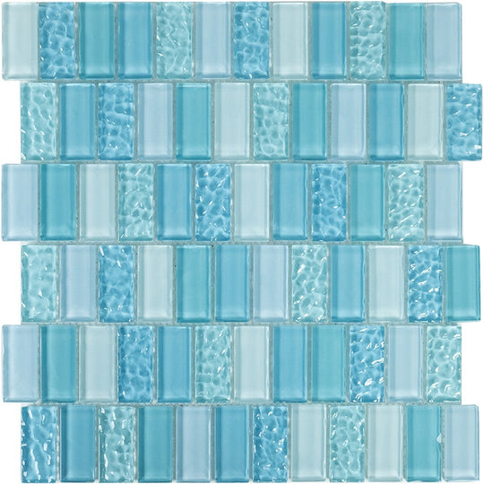 Tesoro 11.75" x 11.75" Watercraft Crystal Glass 1x2" Offset Mosaic